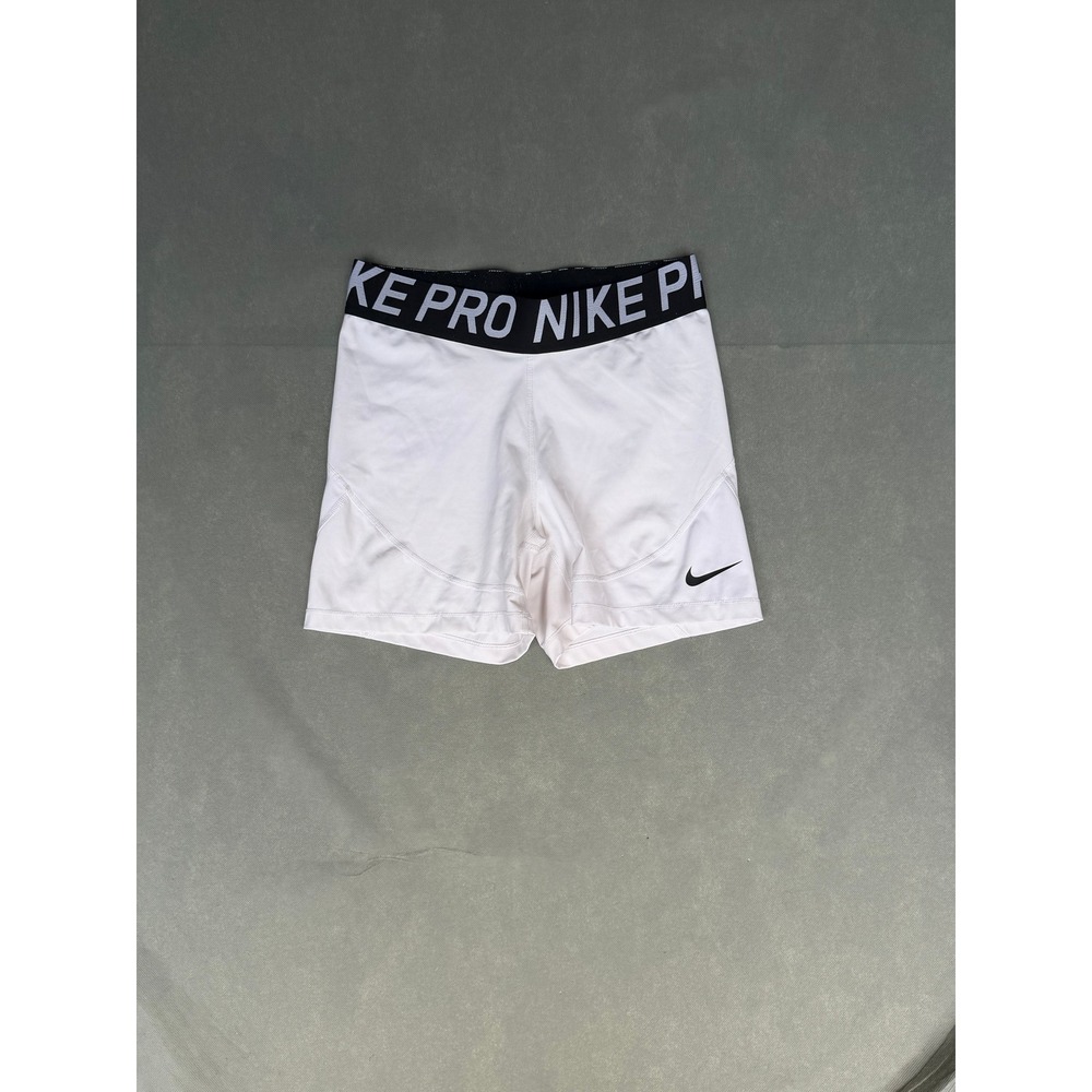 Nike Pro Dri-FIT Womens Compression Shorts White Black Size Large 5 Inch Inseam